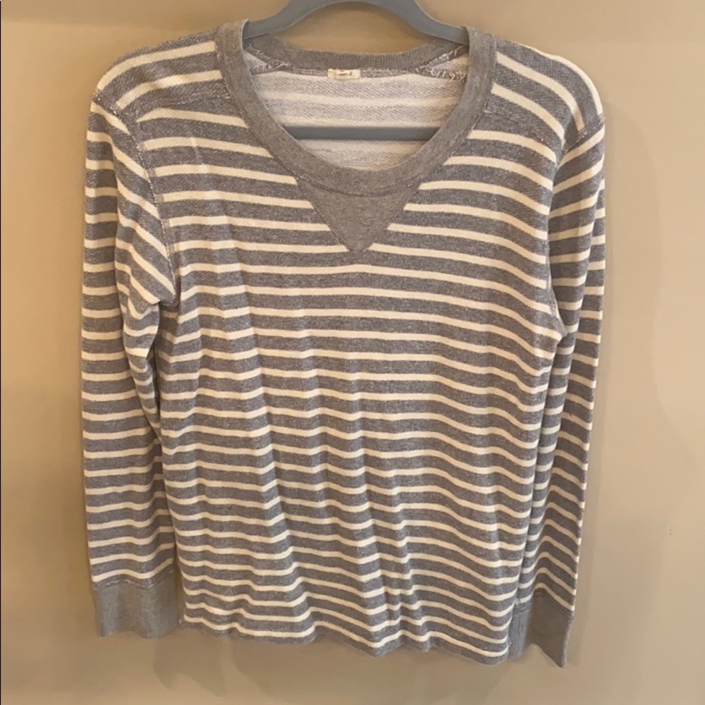 J. Crew Gray Striped Long Sleeve Sweater Sz Medium